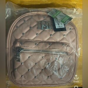 Badley Mischka Quilted Pink Mini Backpack, Vegan Leather, MSRP $99, New w/ Tags